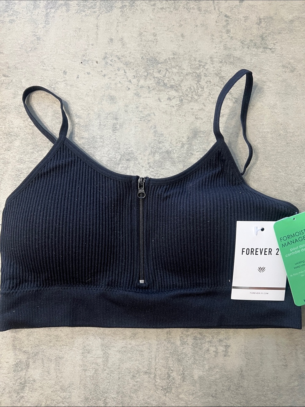 Forever 21 Black Ribbed Zip Bralette